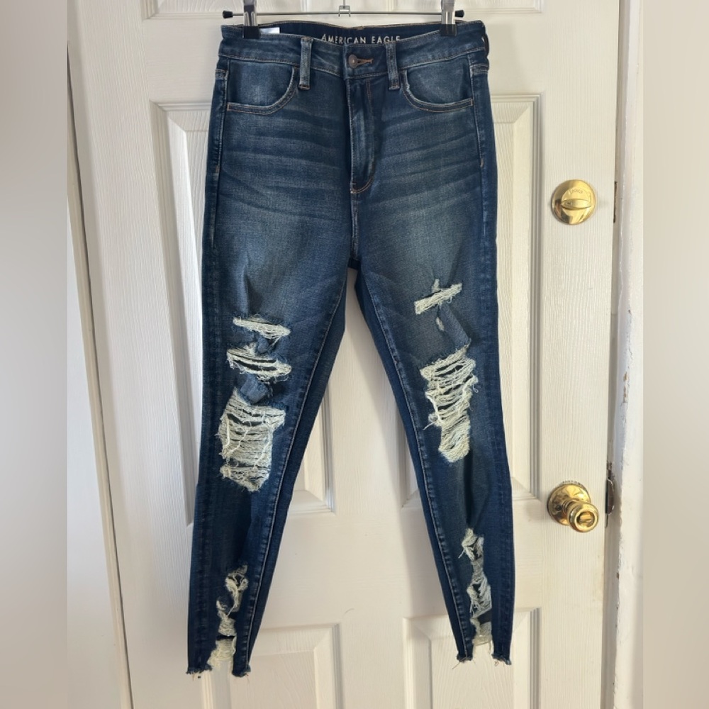 AE Distressed Blue Jeans for Women